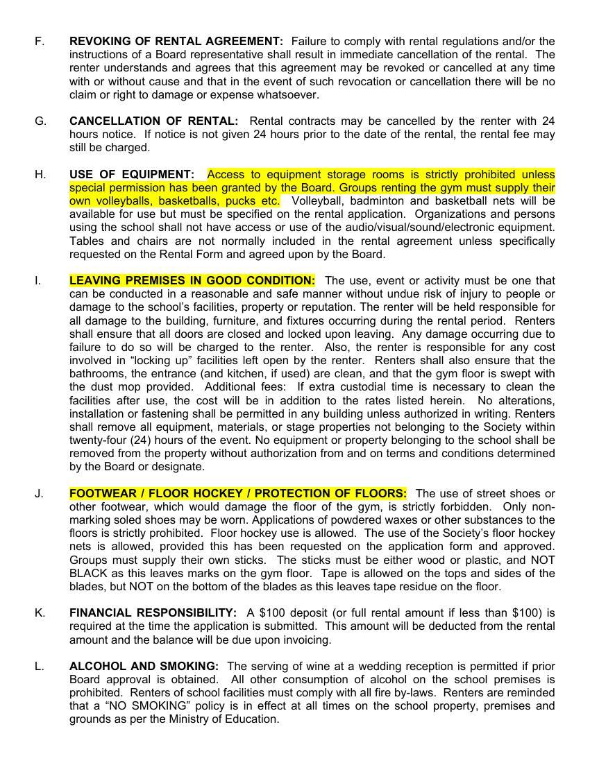 Vernon Facility Use & Rental Policy